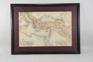 Q43Y04 Ancient Coloured Copperplate Map The Ancient World
