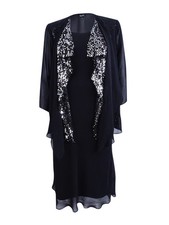 SL Fashions Women's A-Line Dress and Sequin Jacket