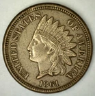 1861 Indian Head Copper Nickel Penny XF One Cent 1c US Extra Fine Coin