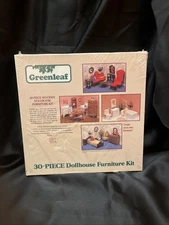 1987 Greenleaf 30 Piece Wooden Dollhouse Furniture Kit 9030 1:12 4 Rooms SEALED