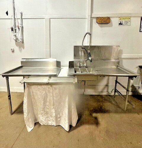 "S.S RIGHTSIDE DIRTY DISH TABLE + SPRAYER & LEFT-SIDE CLEAN TABLE FOR DISHWASHER