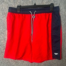Speedo Men's Large Jetstream Retro Volley Swim Trunks in red and navy