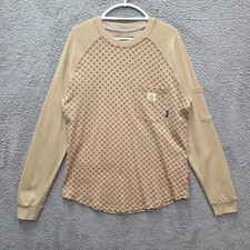 Bocomal FR Shirt Mens Large Tan Henley CAT2 Pocket Long Sleeve Workwear Weld