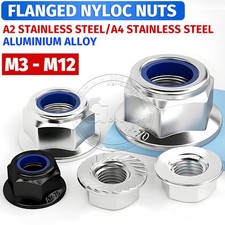 M3 M4 M5 M6 M8 M10 M12 M16 FLANGED NYLOC NUTS FLANGE NYLON INSERT LOCKING NUT