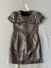 NWT LITTLE MARC JACOBS GIRLS METALLIC SILVER BOW DRESS 11- 12 years RRP $419.00