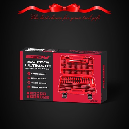 Professional 232-Piece Screwdriver Bit Set with Ratchet Wrench & Clear Markings - Picture 11 of 11