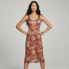 Joyfolie Floral Midi Dress - Brown and Cream