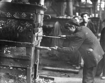 Shipyard workers in a British shipyard Historic Old Photo