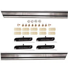 1966-1977 Bronco Rocker Panel Trim Moldings  Stainless Steel Pair w/Clips M3766