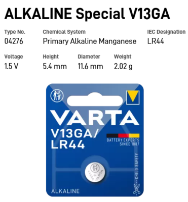 Varta Alkaline Button Cell Battery LR44 V13GA AG13 L1154 A76 1.5 V - Foto 6