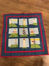 handmade quilted wall hanging Lighthouses
