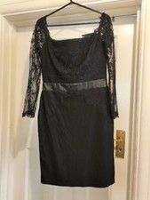 Ladies Boohoo Size Medium Black Strapless Lace Long Sleeved Dress