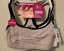 Fruit of the Loom Women's 32 Spaghetti Strap 3 PACK Sports Bras Gray White Black
