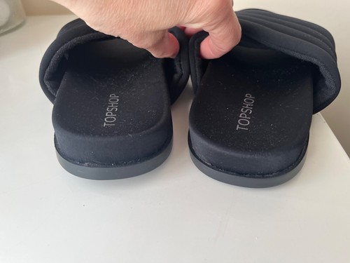 Topshop Sliders Size UK 2 Black Foam Cross Strap Slip On Summer Holiday Beach - Picture 6 of 7