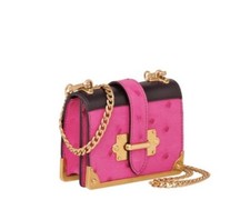 Prada Cahier Bag Ostrich Pink 1BH058  -New With Tags