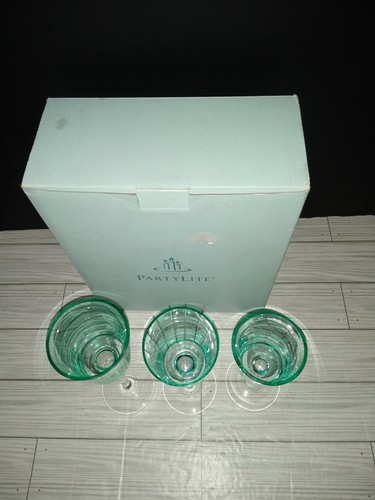 PartyLite Santorini Stemmed Votive Trio Rare Retired Item Home Decor P90669 - Picture 2 of 10