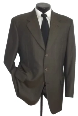 Canali Brown Plaid 3 Buttons All Wool Jacket, Coat 42 R