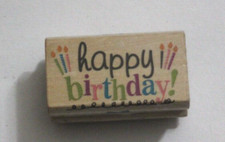 Happy Birthday Candles Party Celebration Rubber Stamp by Cake