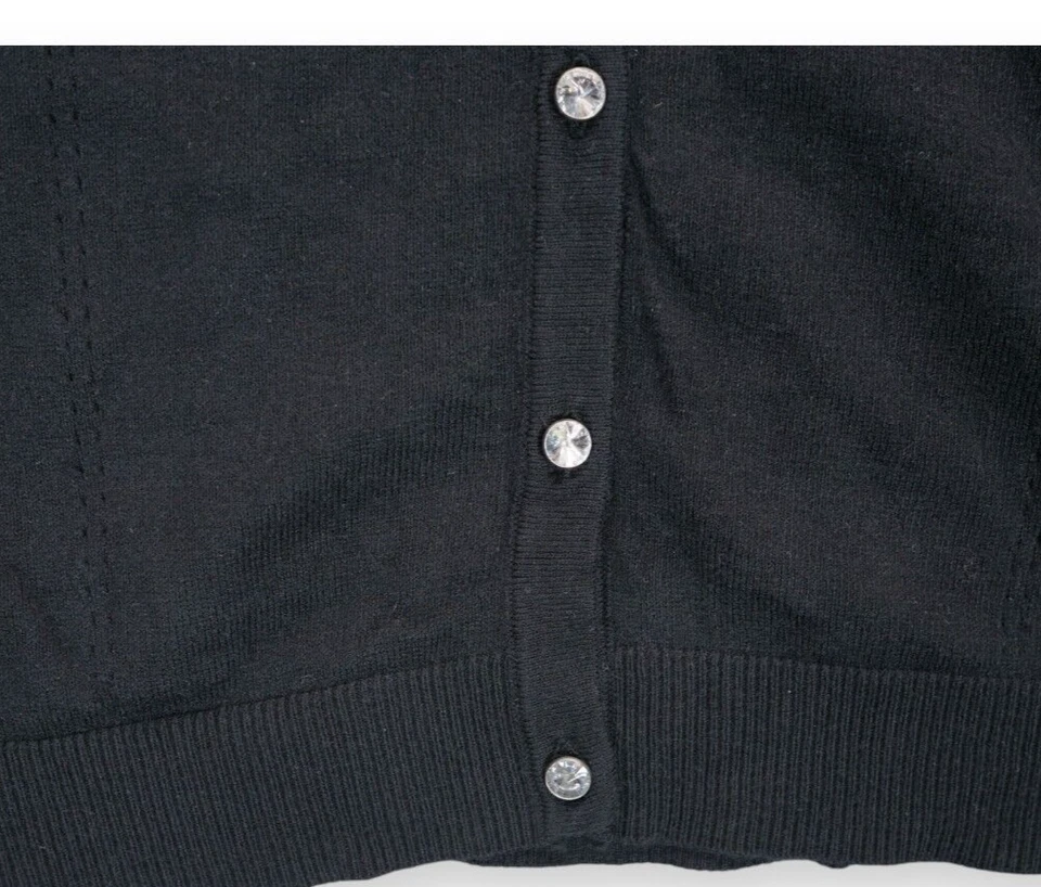 Nuevo con etiquetas Cárdigan Suéter Elle Dama Encaje Para Mujer Abotonado Manga 3/4 Negro XL Foto 3 de 4