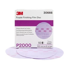 3M 30666 Purple Finishing Film Hookit Disc (2000 Grit, 6 inch, 50 Pcs)