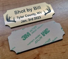 Custom Engraved Brushed Gold Finish Buck Hunting Plaque Plate Tag 1st Deer Hunt