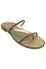 Vionic Women's Citrine Prism Flat Comfort Sandal Gold Metal