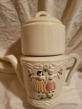 Vintage Dutch Double Teapot Floral Girls