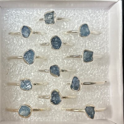 Sterlingsilber stapelbarer Ring Gr. 7 Aquamarin