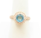 White Glass Halo Ring Size 8.25 New ListingSterling Silver Vermeil ~6Mm Blue &