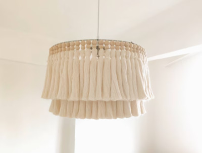 Boho Light Macrame Chandelier 35cm | Boho Fringe Chandelier with Multicolor