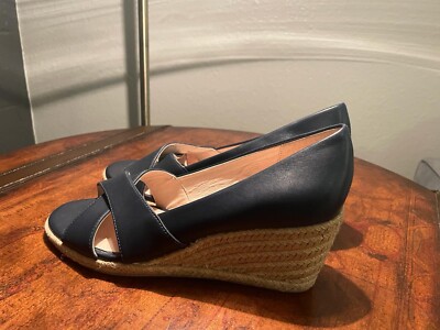 Jack Rogers Criss-Cross Wedge Espadrilles-Palmer Color (Navy) Size US  New