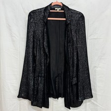 Joie Diandra Silk Sequined Single Breasted Blazer Jacket Caviar Women's Size M
