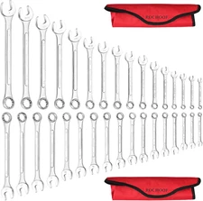 Combination Wrench Set,33-Piece Chrome Vanadium Steel Wrench Set 12-Point SAE &
