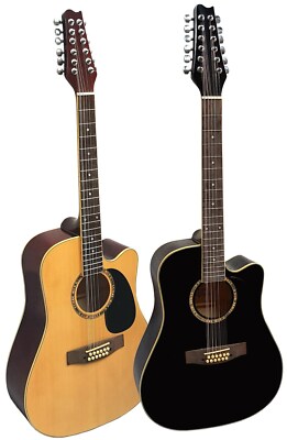 Gitarre/Westerngitarre-12Saiten-Dreadnought-Cutaway-zwei Modelle-schwarz+natur!n