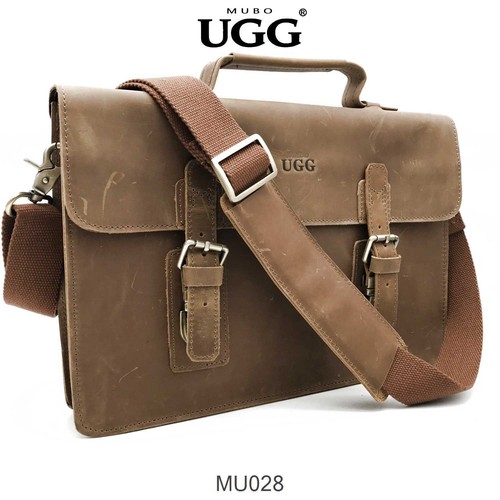 MU028 Vintage Handmade Genuine Leather Briefcase Laptop Bag Messenger Bag - Picture 4 of 12