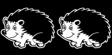 Hedgehog TWO Pack 5" White Vinyl Decals Car Truck Window Laptop Notebook Door