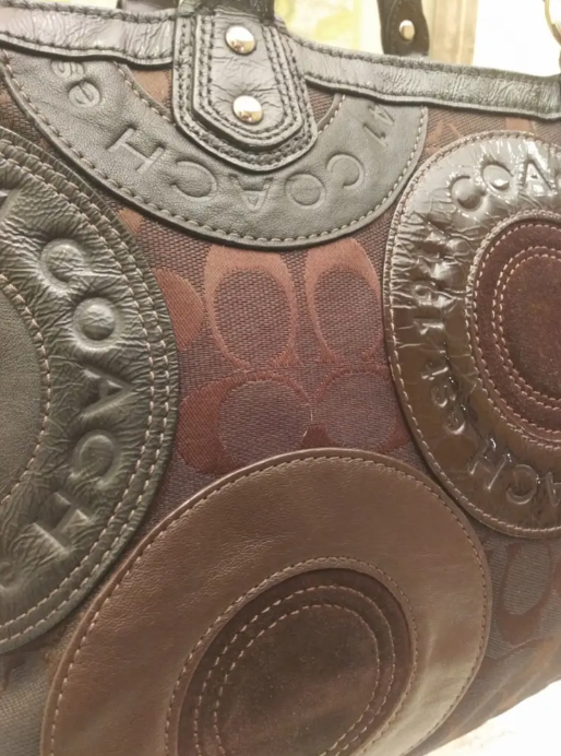 Coach Vintage Brown Soho Canvas Patchwork Signature C Shoulder