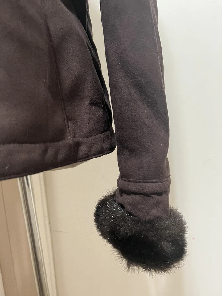 Gabardina Ann Taylor LOFT para mujer de cuero sintético gamuza talla M marrón Foto 3 de 4