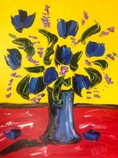 Mark Kazav -  FLORAL   Large Abstract Modern Original Oil Painting CTE4tRT