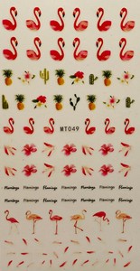 Nail Art 3d Decal Stickers Pink Flamingo Pineapple Feathers Mt049 Ebay