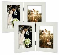 2-Pack 4x6 Double Picture Frame Vertical Hinged 2 Opening Folding Frames Collage