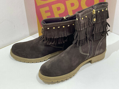 Gioseppo ankle boots brown with fringe new girls kids size 39 leather 