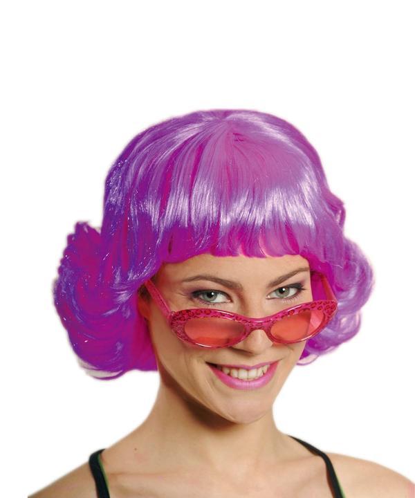 Peluca media melena lila morada disfraz