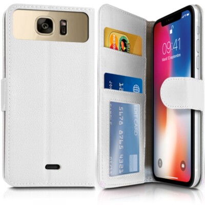 Etui Portefeuille Blanc (Ref.4-A) boutiques pour Smartphone SFR Startrail 5