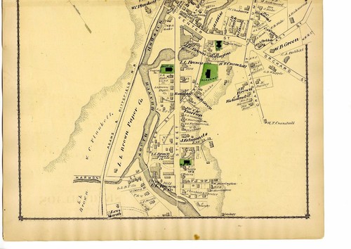 1876 Mapa de parte de South Adams del Atlas del Condado de Berkshire con apellidos - Imagen 3 de 3