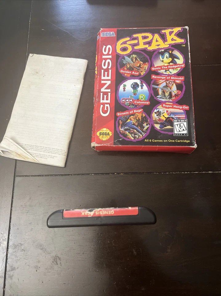 6-Pak [Cardboard Box] (Sega Genesis, 1995) CIB + PROTECTOR - Image 2 of 4