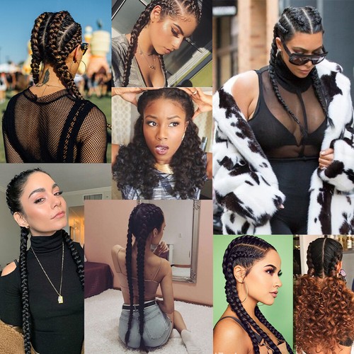 Real as Human Hair Long Curly Braided Hair Wigs Boxer Hair Dutch Synthetic Hair - Picture 12 of 22