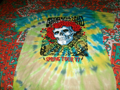 Grateful Dead 'roses & skull'_tie-dye official t-shirt L