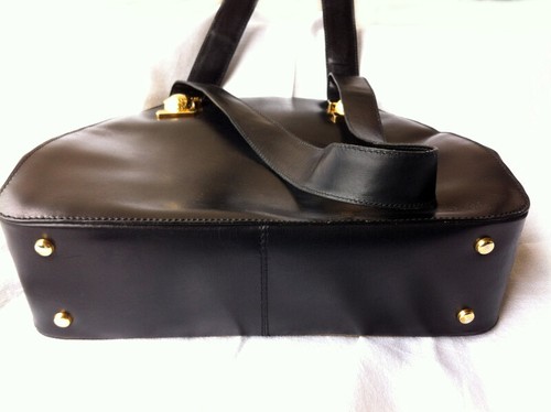AUTHENTIQUE SAC À MAIN EN CUIR NOIR signé CÉLINE PARIS - VINTAGE - Foto 6 di 9