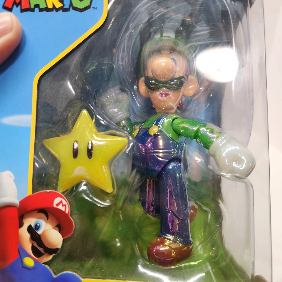 Star Power Luigi 4,5 w Super Star Mario Bros. Jakks Pacific raro aposentado lacrado - Imagem 2 de 4